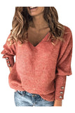 Women's Plain V Neck Oversized Knit Sweaters