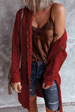 Hooded Open Front Long Sleeve Cardigan Sweater