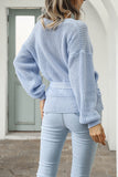 Solid Tie Side V Neck Sweater For Women