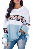 Crew Neck Color Block Knit Sweater