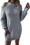 High Neck Cold Shoulder Womens Sweater Dress