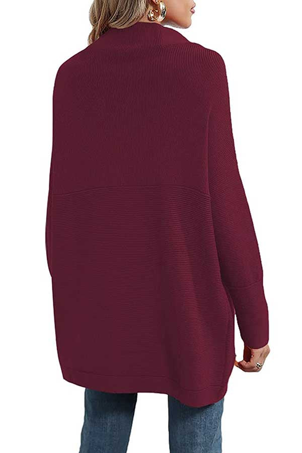 Womens Dolman Sleeve Mock Neck Oversized Sweater Tunic Top