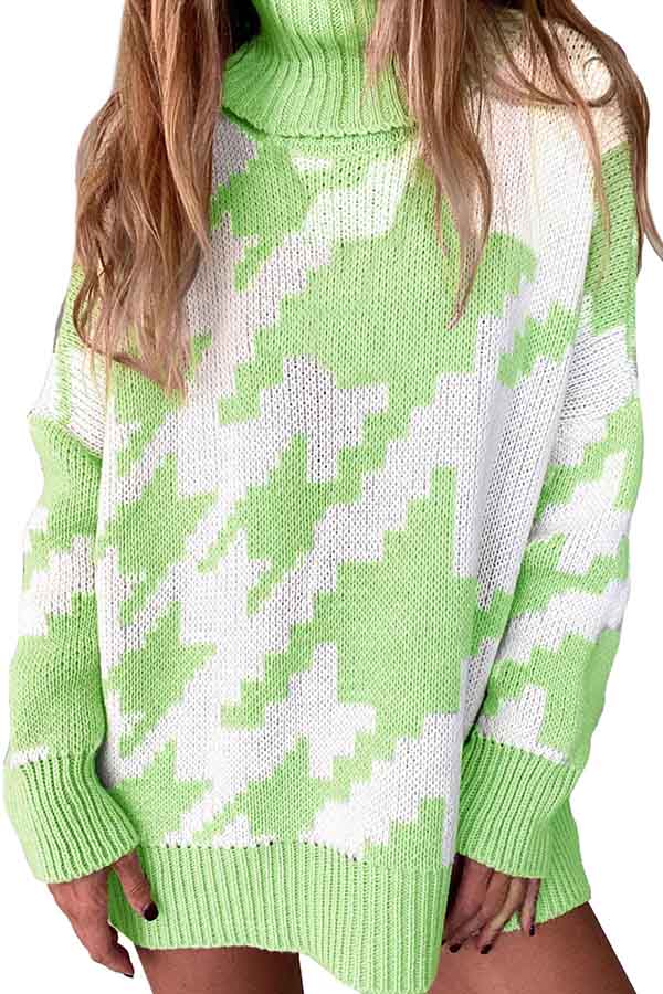 Long Sleeve Turtleneck Sweaters For Women Green