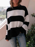 Women's Color Block Knit Oversized Jumpers with Splits