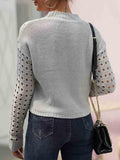 Women's Crochet Pom Pom Cable Knit Sweater with Holes