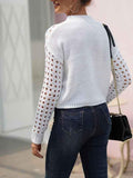 Women's Crochet Pom Pom Cable Knit Sweater with Holes