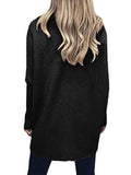 Women's Turtleneck Jumper Solid Oversized Ribbed Asymmetrical Hem Sweater
