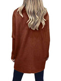 Women's Turtleneck Jumper Solid Oversized Ribbed Asymmetrical Hem Sweater