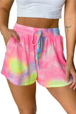 Tie Dye Pocket High Waisted Shorts Pink