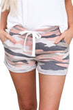 Camo High Waisted Roll-Up Lounge Shorts Pink