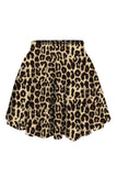 PSK3865BR-TM, Brown Womens Leopard Print Flared Pleated Unicorn Cosplay Skater Skirt