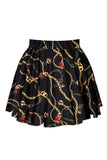 PSK3865GO-TM, Gold Womens Leopard Print Flared Pleated Unicorn Cosplay Skater Skirt