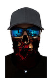 Scary Skull Print Motorcycle Neck Gaiter Crimson