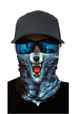 Wolf Print Windproof Anti Dust Neck Gaiter Blue