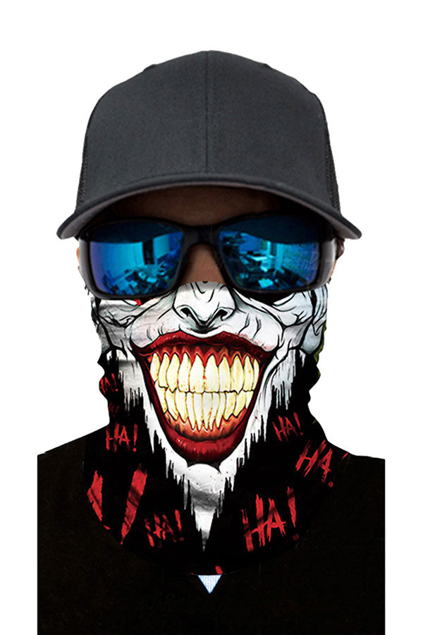 Unisex Joker Crazy Smile Print Fishing Neck Gaiter White