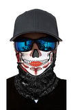 Day Of The Dead Print Neck Gaiter Windproof Headwear White
