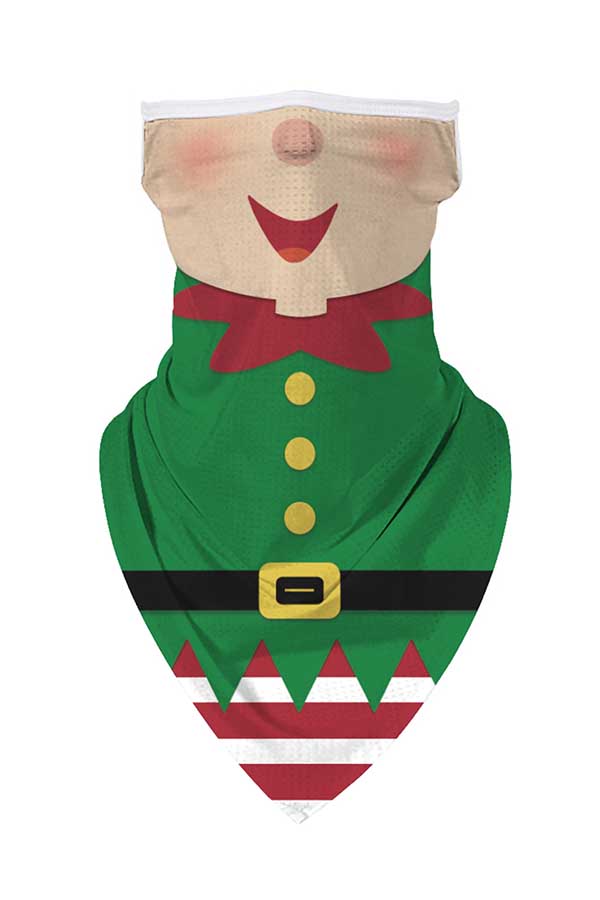Unisex Ugly Christmas Face Shield Neck Gaiter Dark Green