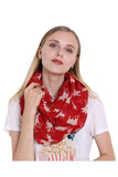 Reindeer Print Soft And Warm Christmas Shawl Scarf Red