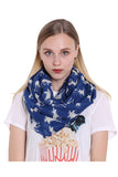 Reindeer Print Soft And Warm Christmas Shawl Scarf Navy Blue