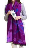 Fringe Trim Snowflake Christmas Shawl Scarf Purple