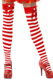 Cute Bow Striped Knee High Christmas Stockings Red