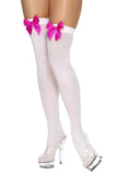 Cute Bows Top Thigh High Christmas Stockings White