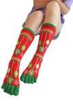 Cute Snowflake Print Christmas Tube Toe Socks Red