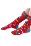 Funny Cool Santa Print Christmas Tube Chaussettes Rouge