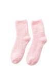 Women's Solid Floor Warm Crew Fuzzy Socks Pink