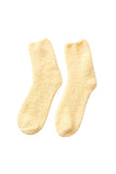Women's Solid Floor Warm Crew Fuzzy Socks Yellow