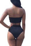 Sexy Removable Strap Bandeau High Waisted Bikini 2 Piece Swimsuit