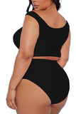 Two Piece Plus Size Swimsuit for Women Ruffle Lace Up Tummy Control Bathing Suit