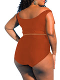 Two Piece Plus Size Swimsuit for Women Ruffle Lace Up Tummy Control Bathing Suit