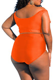 Two Piece Plus Size Swimsuit for Women Ruffle Lace Up Tummy Control Bathing Suit