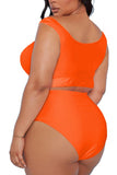 Two Piece Plus Size Swimsuit for Women Ruffle Lace Up Tummy Control Bathing Suit