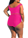 Two Piece Plus Size Swimsuit for Women Ruffle Lace Up Tummy Control Bathing Suit