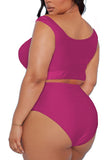 Two Piece Plus Size Swimsuit for Women Ruffle Lace Up Tummy Control Bathing Suit