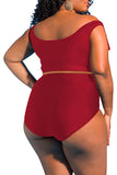 Two Piece Plus Size Swimsuit for Women Ruffle Lace Up Tummy Control Bathing Suit
