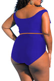 Two Piece Plus Size Swimsuit for Women Ruffle Lace Up Tummy Control Bathing Suit