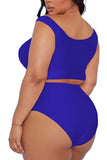 Two Piece Plus Size Swimsuit for Women Ruffle Lace Up Tummy Control Bathing Suit