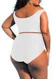 Two Piece Plus Size Swimsuit for Women Ruffle Lace Up Tummy Control Bathing Suit