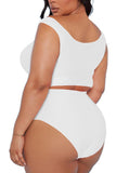 Two Piece Plus Size Swimsuit for Women Ruffle Lace Up Tummy Control Bathing Suit