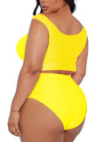Two Piece Plus Size Swimsuit for Women Ruffle Lace Up Tummy Control Bathing Suit