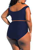 Two Piece Plus Size Swimsuit for Women Ruffle Lace Up Tummy Control Bathing Suit