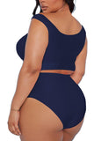 Two Piece Plus Size Swimsuit for Women Ruffle Lace Up Tummy Control Bathing Suit