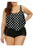 Plus Size Ruffle Polka Dot High Waisted Bikini Set