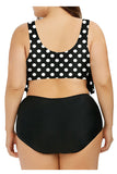 Plus Size Ruffle Polka Dot High Waisted Bikini Set