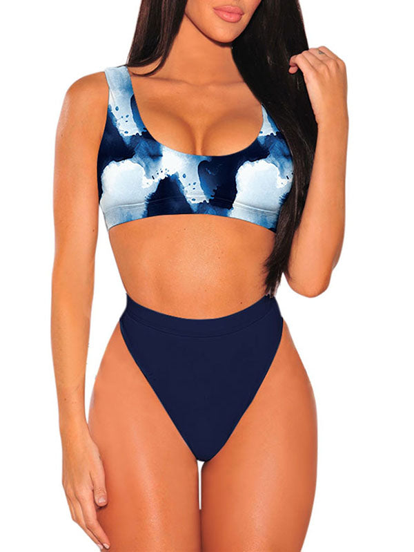 Womens Two Piece High Waisted Bikini Crop Top High Cut Cheeky Bathing Suit