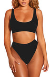 Womens Two Piece High Waisted Bikini Crop Top High Cut Cheeky Bathing Suit