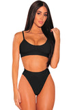 Sexy Push Up High Cut High Waisted Bikini Set Black